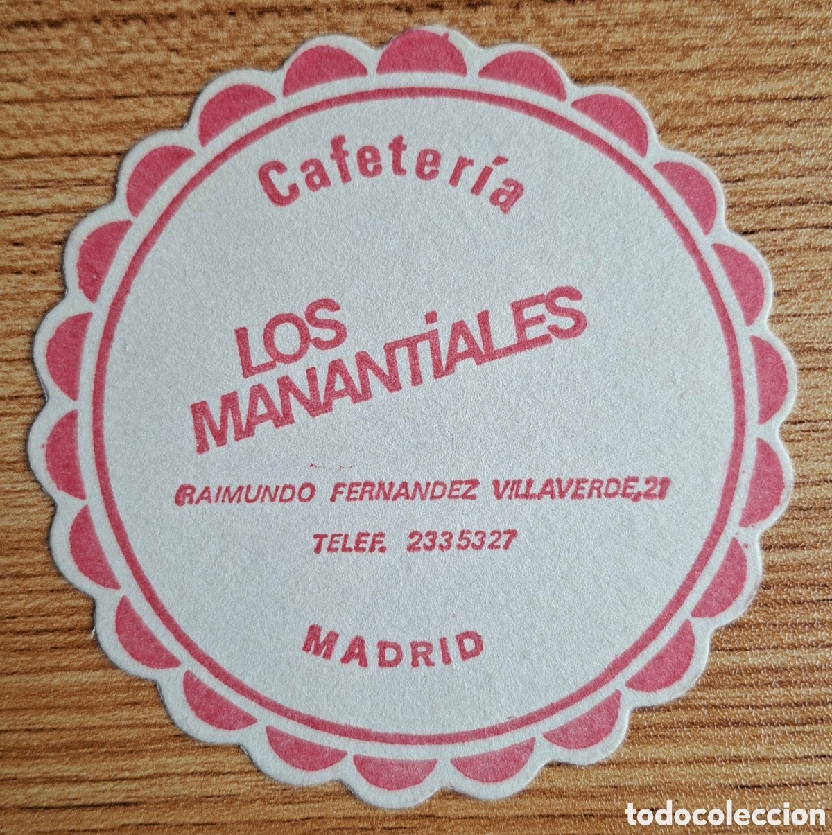 Otros art&iacute;culos de coleccionismo en papel: Posavasos Cafeter&iacute;a Los Manantiales - Madrid