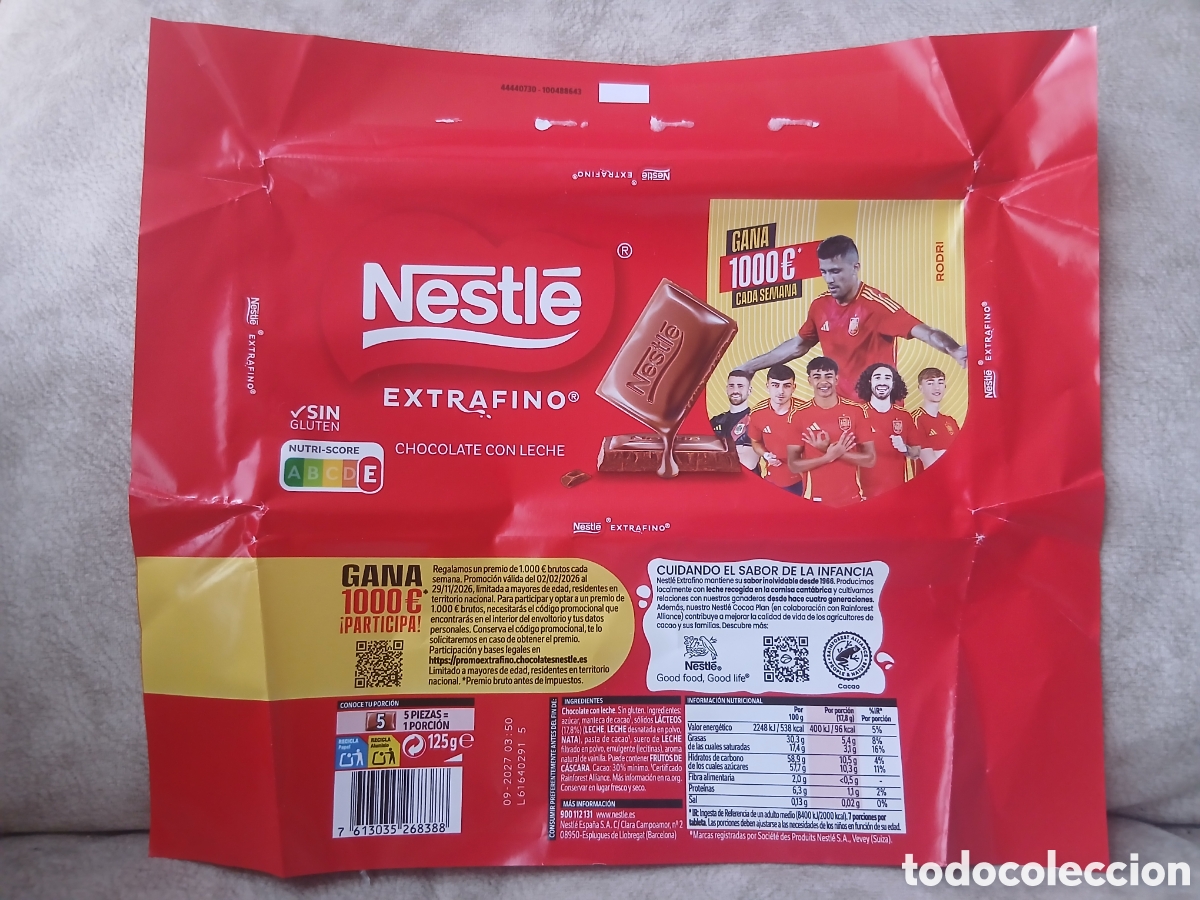 Otros art&iacute;culos de coleccionismo en papel: (RODRI) Emboltorio Publicidad Chocolate Nestle Mundial F&uacute;tbol Espa&ntilde;a -Rodri-