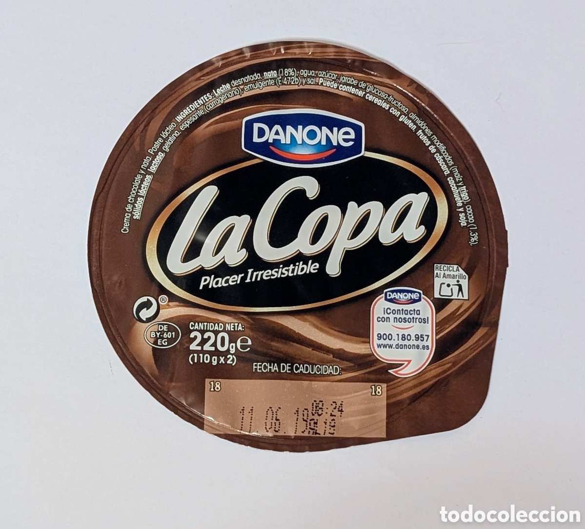 Otros art&iacute;culos de coleccionismo en papel: Tapa Danone Mousse de chocolate. La Copa