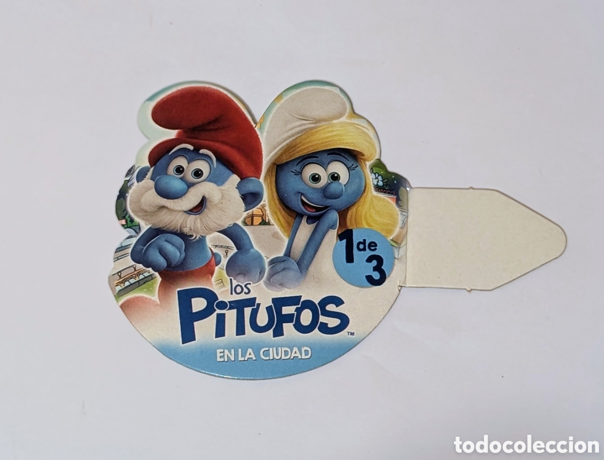Otros art&iacute;culos de coleccionismo en papel: Cart&oacute;n cromo troquelado publicidad Los Pitufos. Kinder