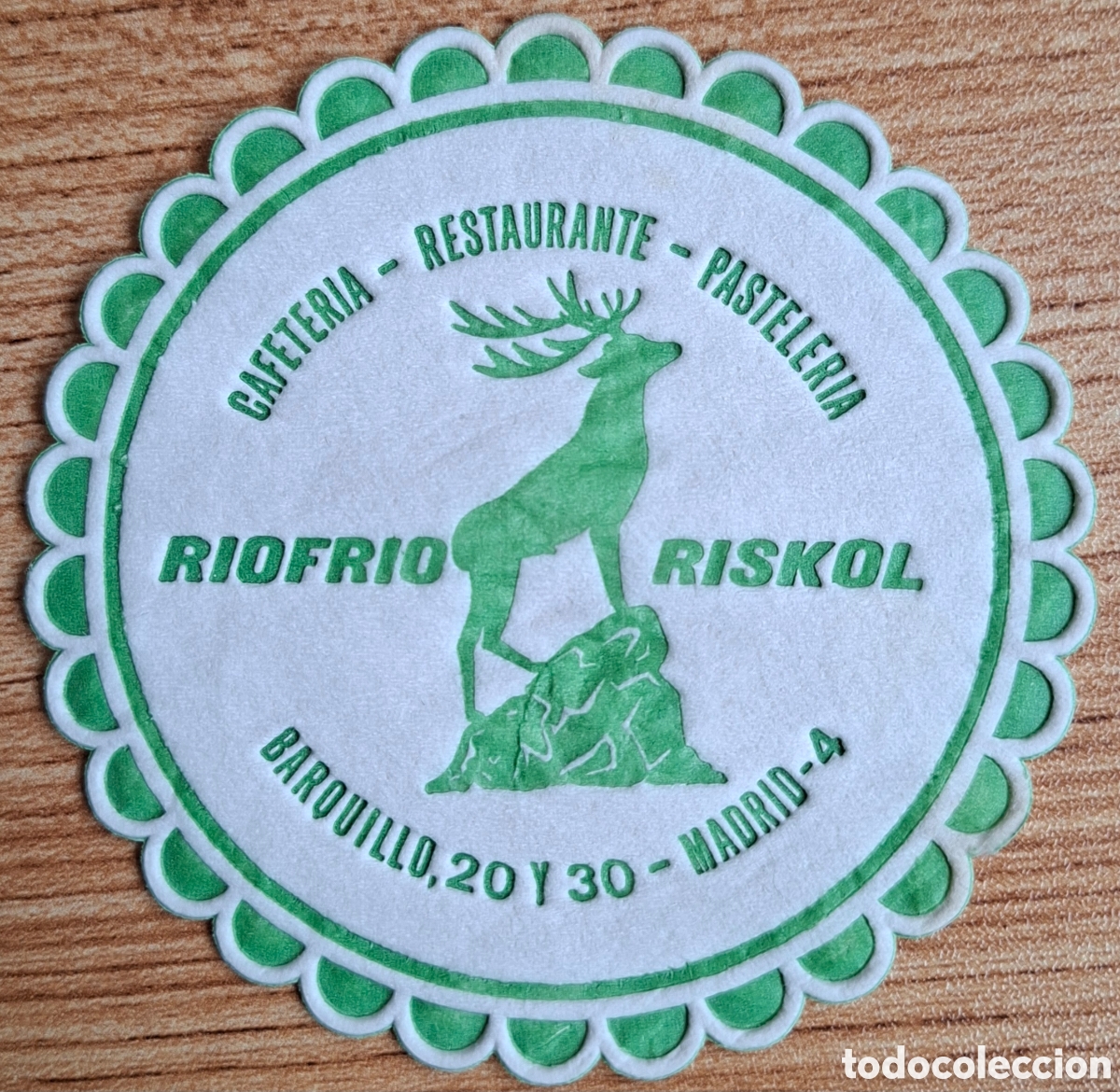 Otros art&iacute;culos de coleccionismo en papel: Posavasos Cafeter&iacute;a Restaurante Pasteler&iacute;a Riofr&iacute;o Riskol - Madrid