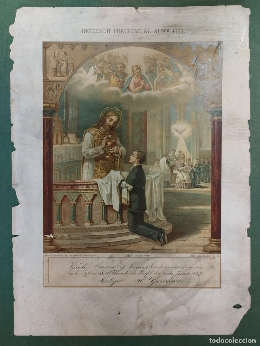 Otros art&iacute;culos de coleccionismo en papel: CROMOLITOGRAFIA RECUERDO PRIMERA COMUNION SAN VICENTE DE PAUL (BARCELONA) COLEGIO S.GERVASIO 1889