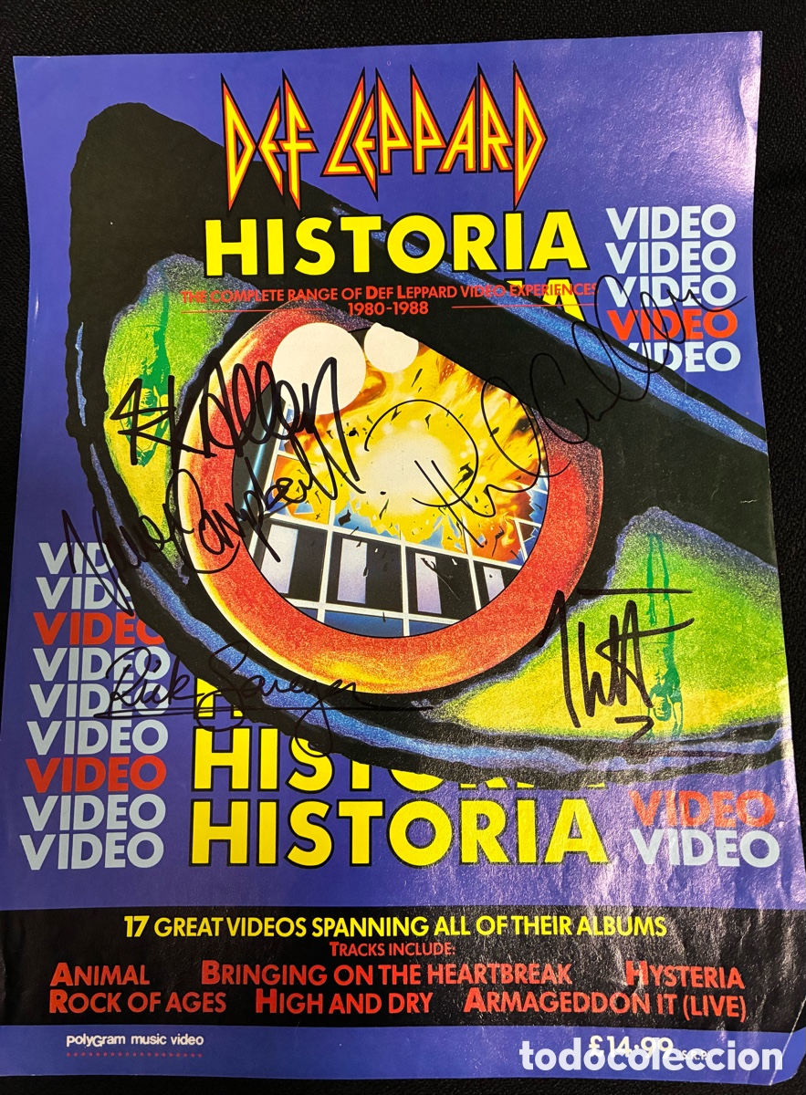 Otros art&iacute;culos de coleccionismo en papel: Def leppard historia v&iacute;deo firmado