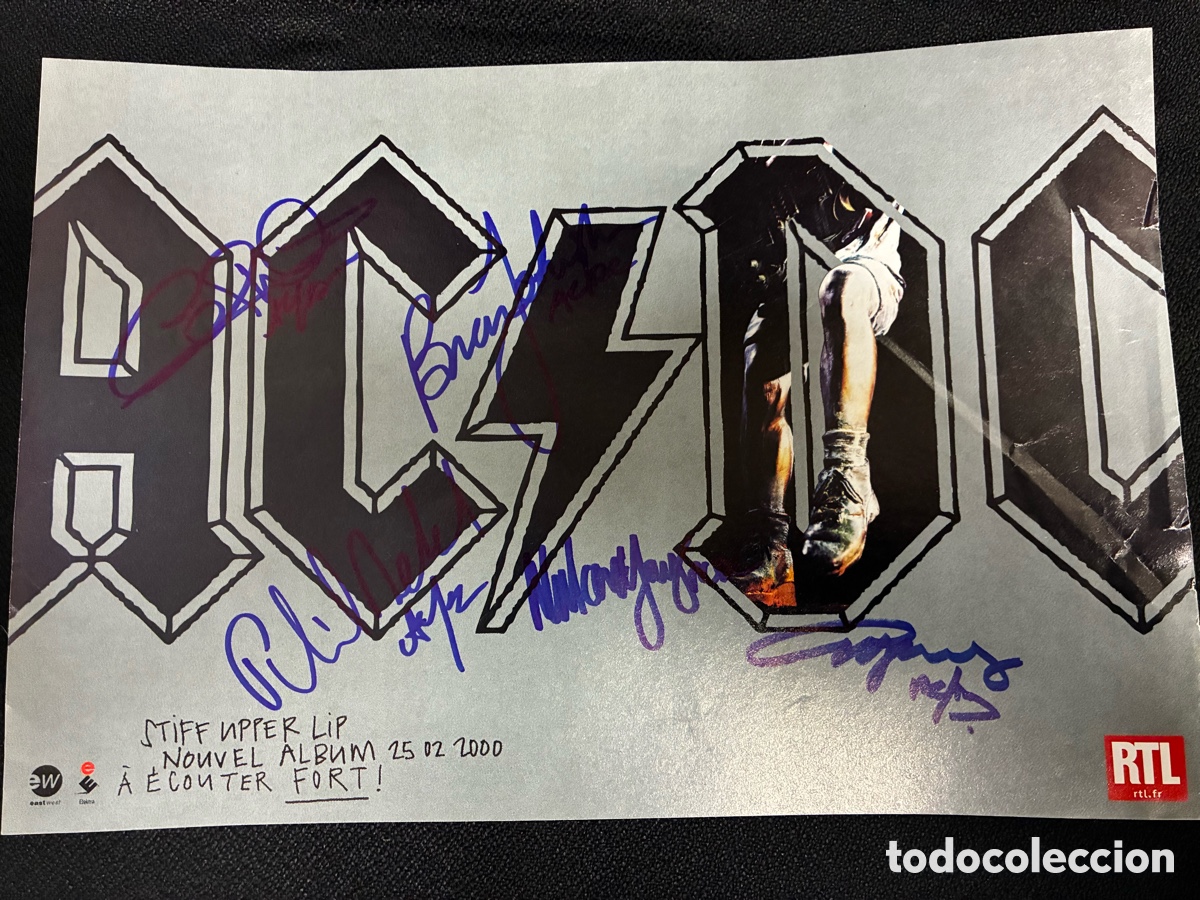 Otros art&iacute;culos de coleccionismo en papel: ACDC cartel promocional firmado