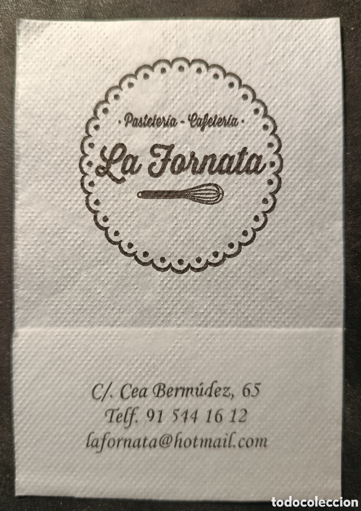 Otros art&iacute;culos de coleccionismo en papel: SERVILLETA DE PAPEL LA FORNATA/MADRID
