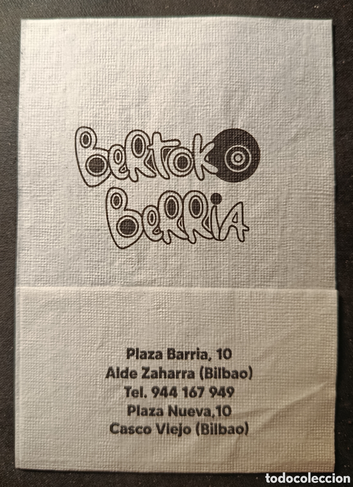 Otros art&iacute;culos de coleccionismo en papel: SERVILLETA DE PAPEL BERTOKO BERRIA/BILBAO