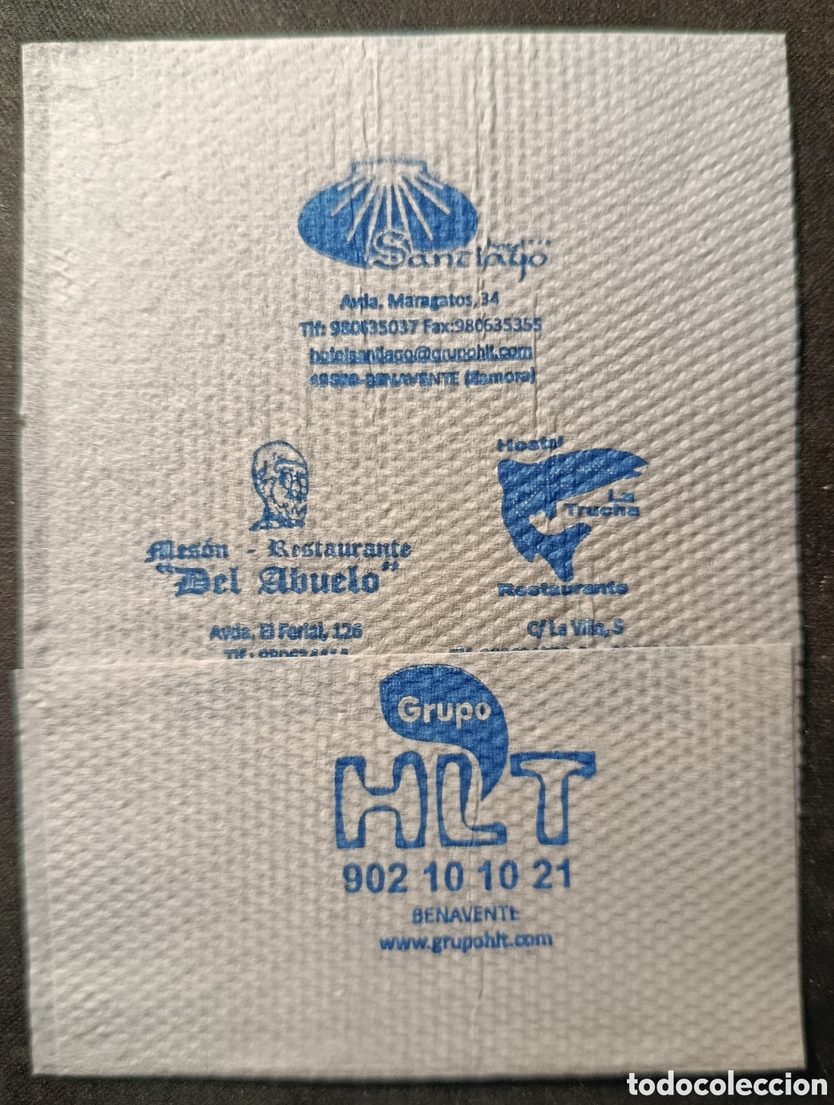 Otros art&iacute;culos de coleccionismo en papel: SERVILLETA DE PAPEL GRUPO HLT/ZAMORA