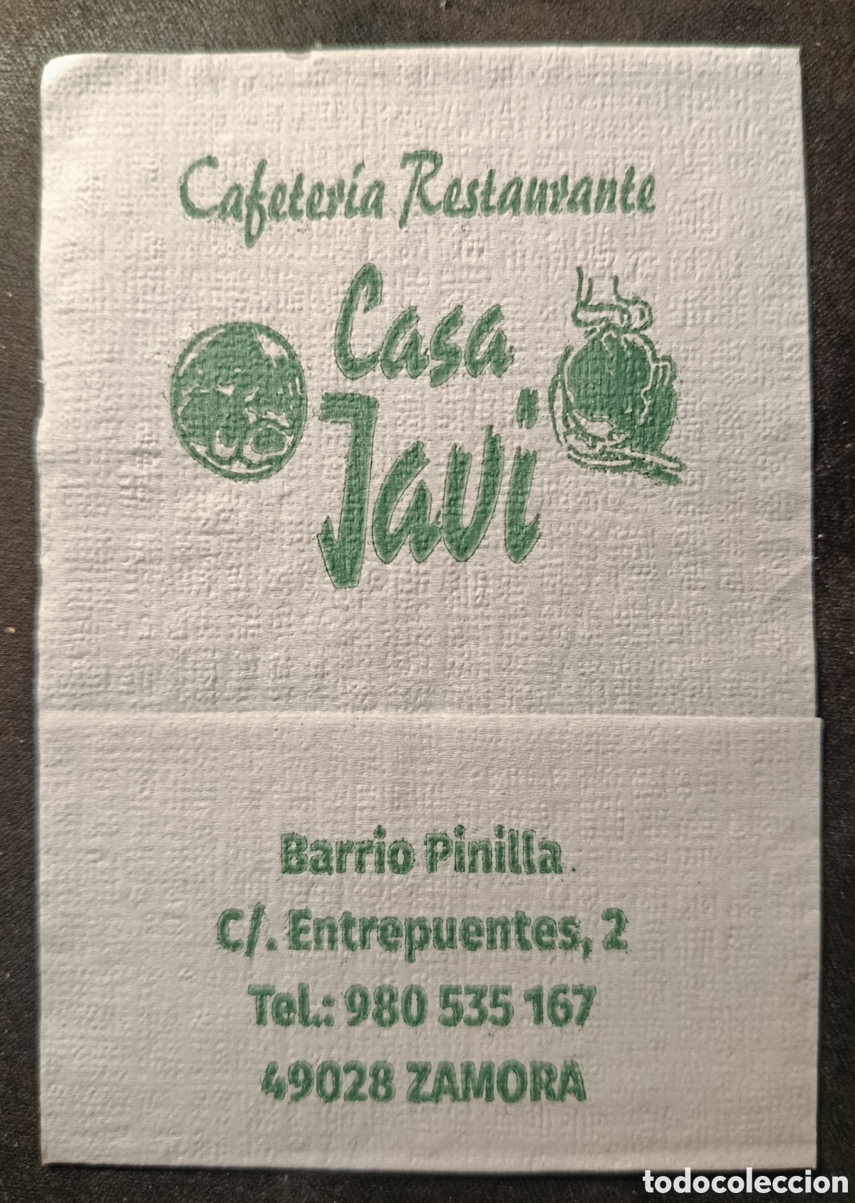 Otros art&iacute;culos de coleccionismo en papel: SERVILLETA DE PAPEL CASA JAVI/ZAMORA