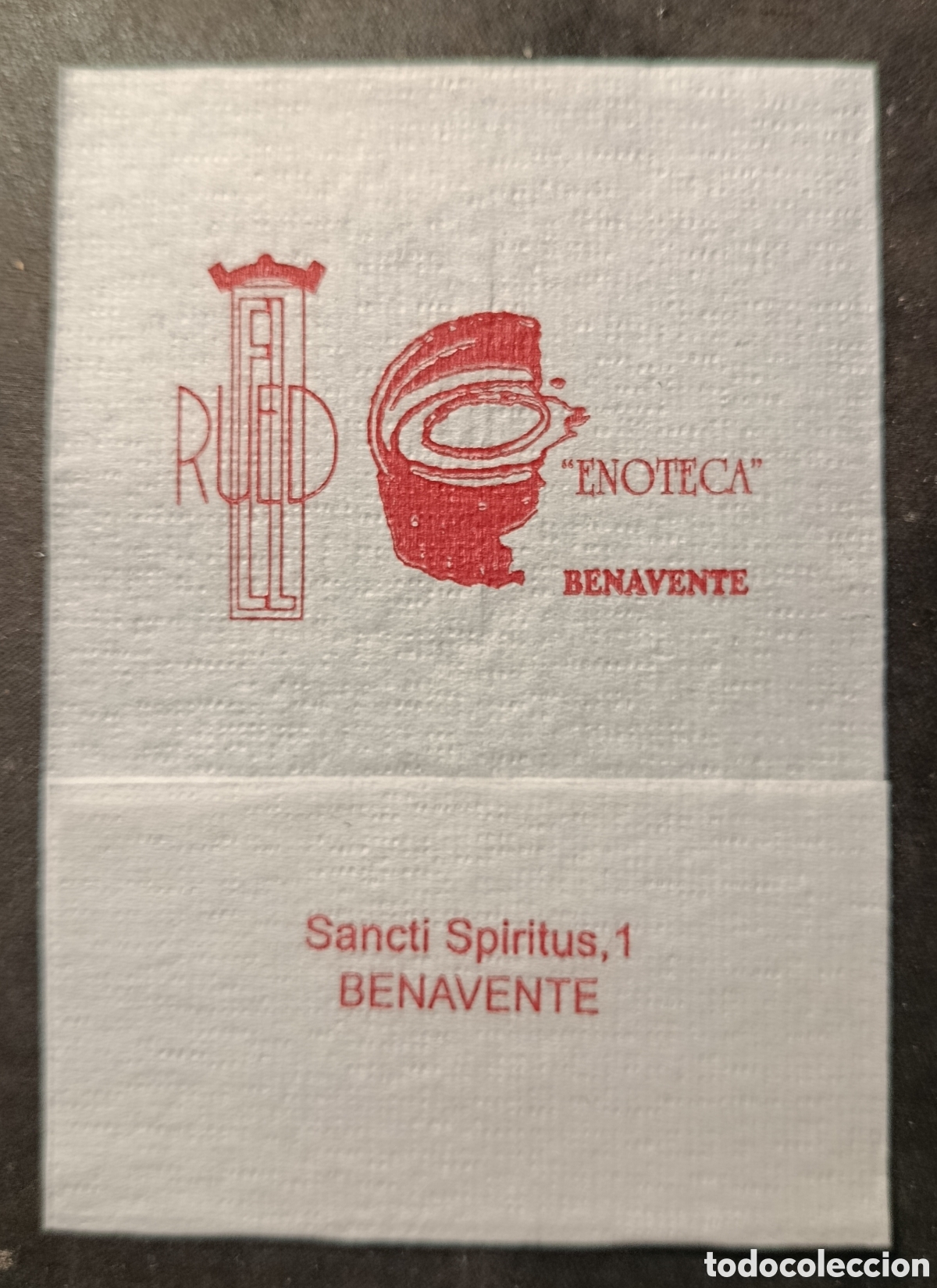 Otros art&iacute;culos de coleccionismo en papel: SERVILLETA DE PAPEL EL RUEDO/BENAVENTE-ZAMORA