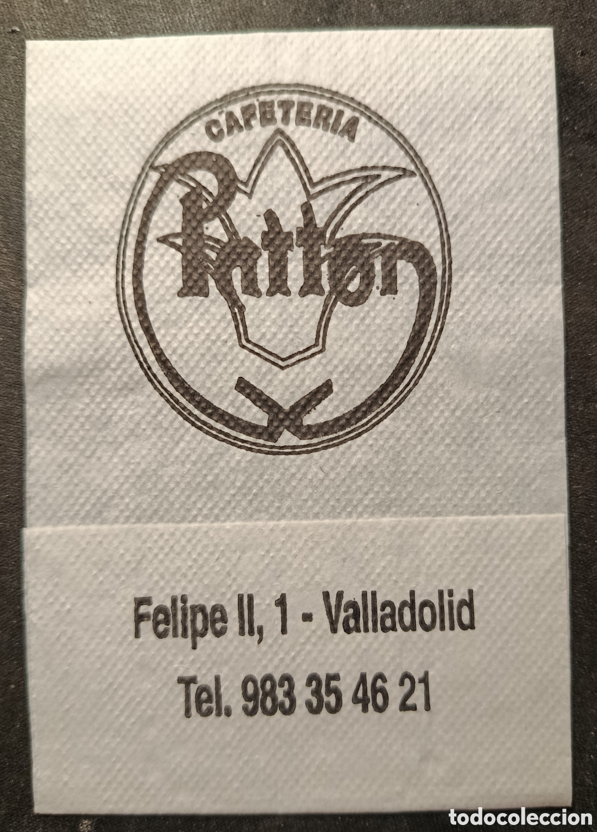 Otros art&iacute;culos de coleccionismo en papel: SERVILLETA DE PAPEL CAFETER&Iacute;A PATTON/VALLADOLID