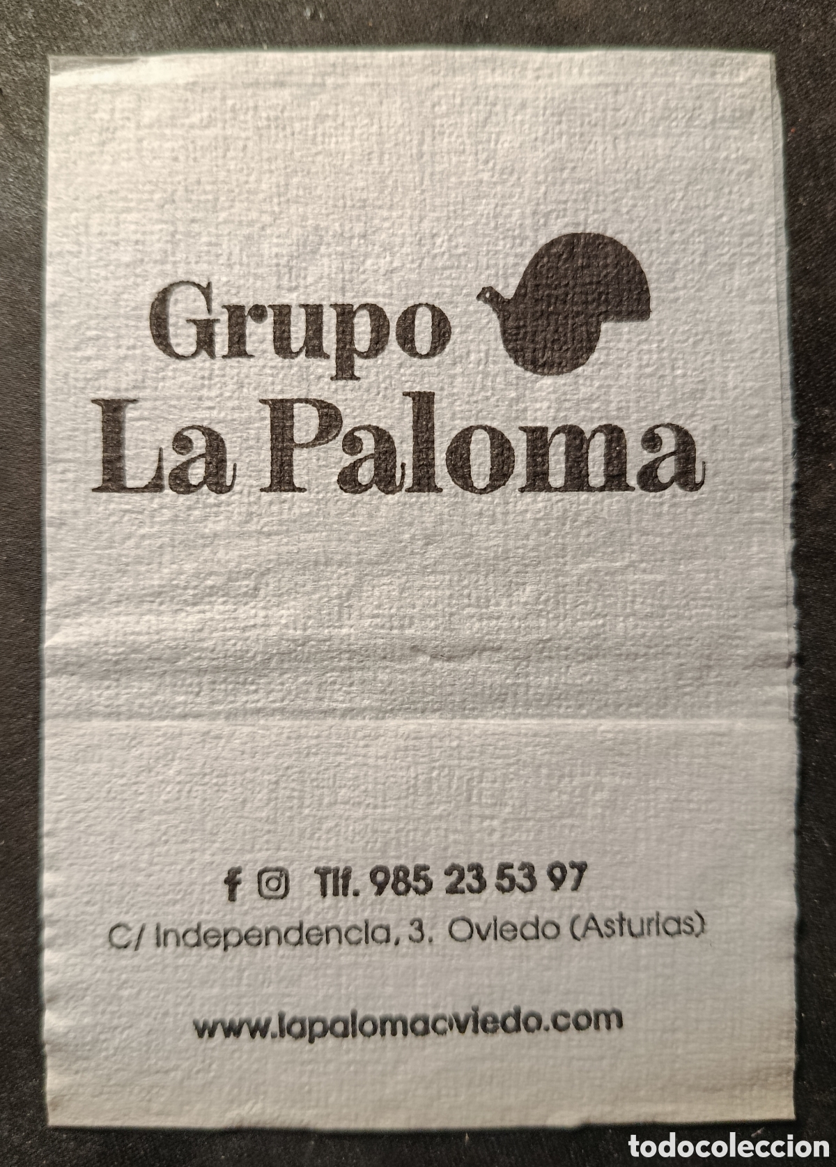 Otros art&iacute;culos de coleccionismo en papel: SERVILLETA DE PAPEL LA PALOMA/OVIEDO