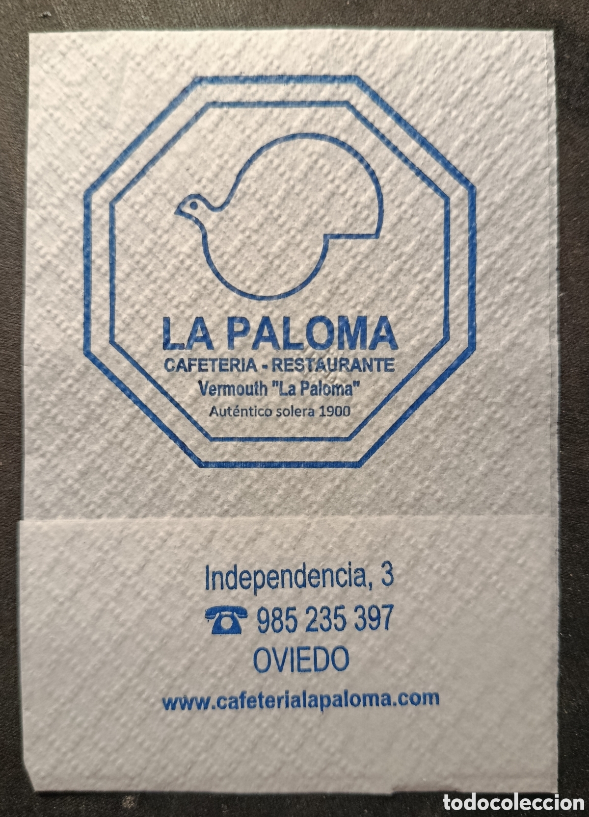 Otros art&iacute;culos de coleccionismo en papel: SERVILLETA DE PAPEL LA PALOMA/OVIEDO