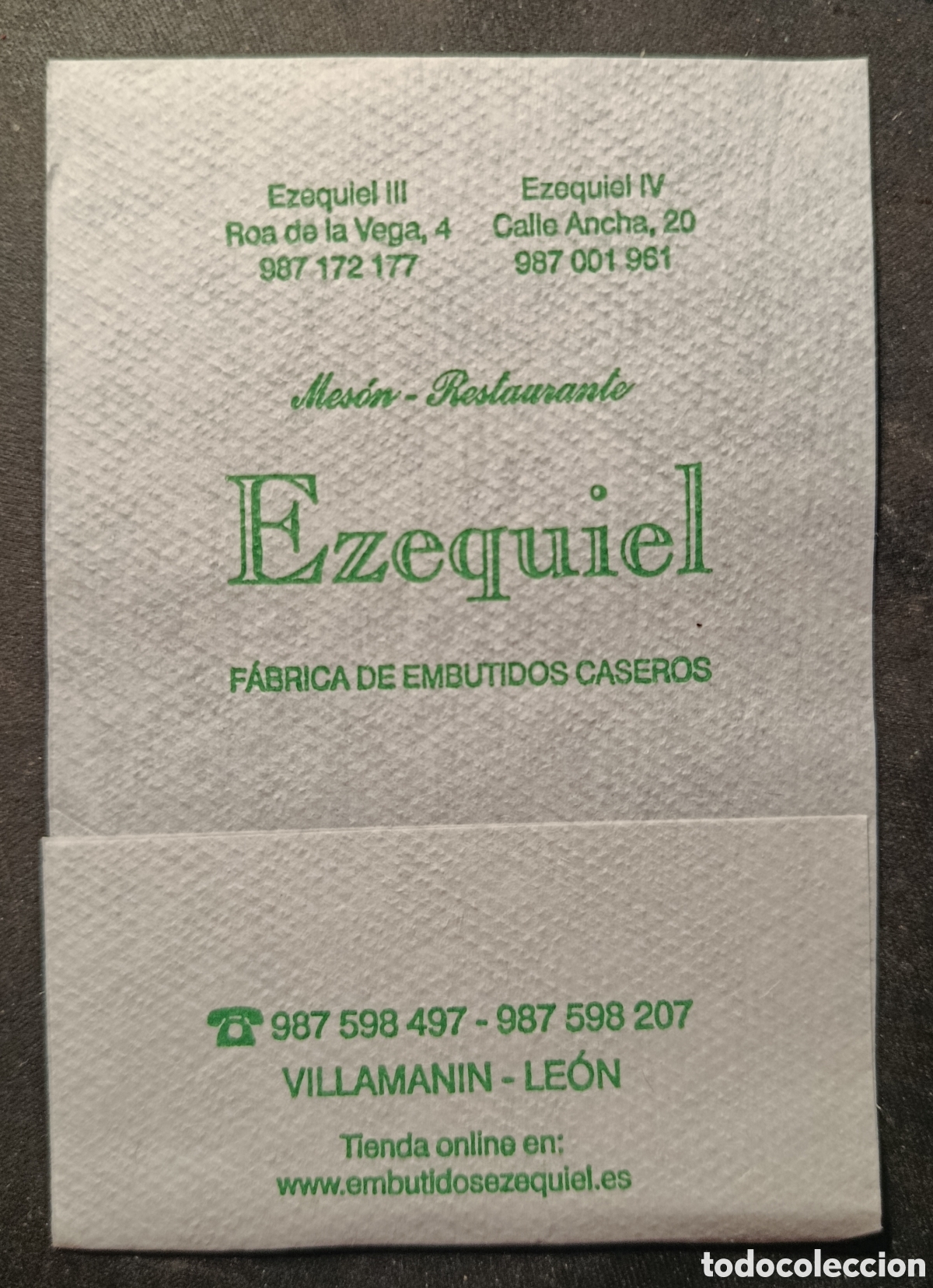 Otros art&iacute;culos de coleccionismo en papel: SERVILLETA DE PAPEL EZEQUIEL/LE&Oacute;N