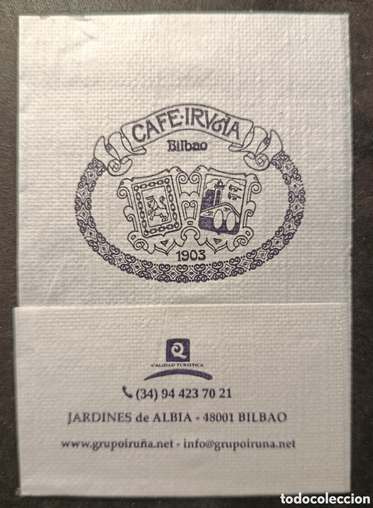 Otros art&iacute;culos de coleccionismo en papel: SERVILLETA DE PAPEL CAF&Eacute; IRU&Ntilde;A/BILBAO