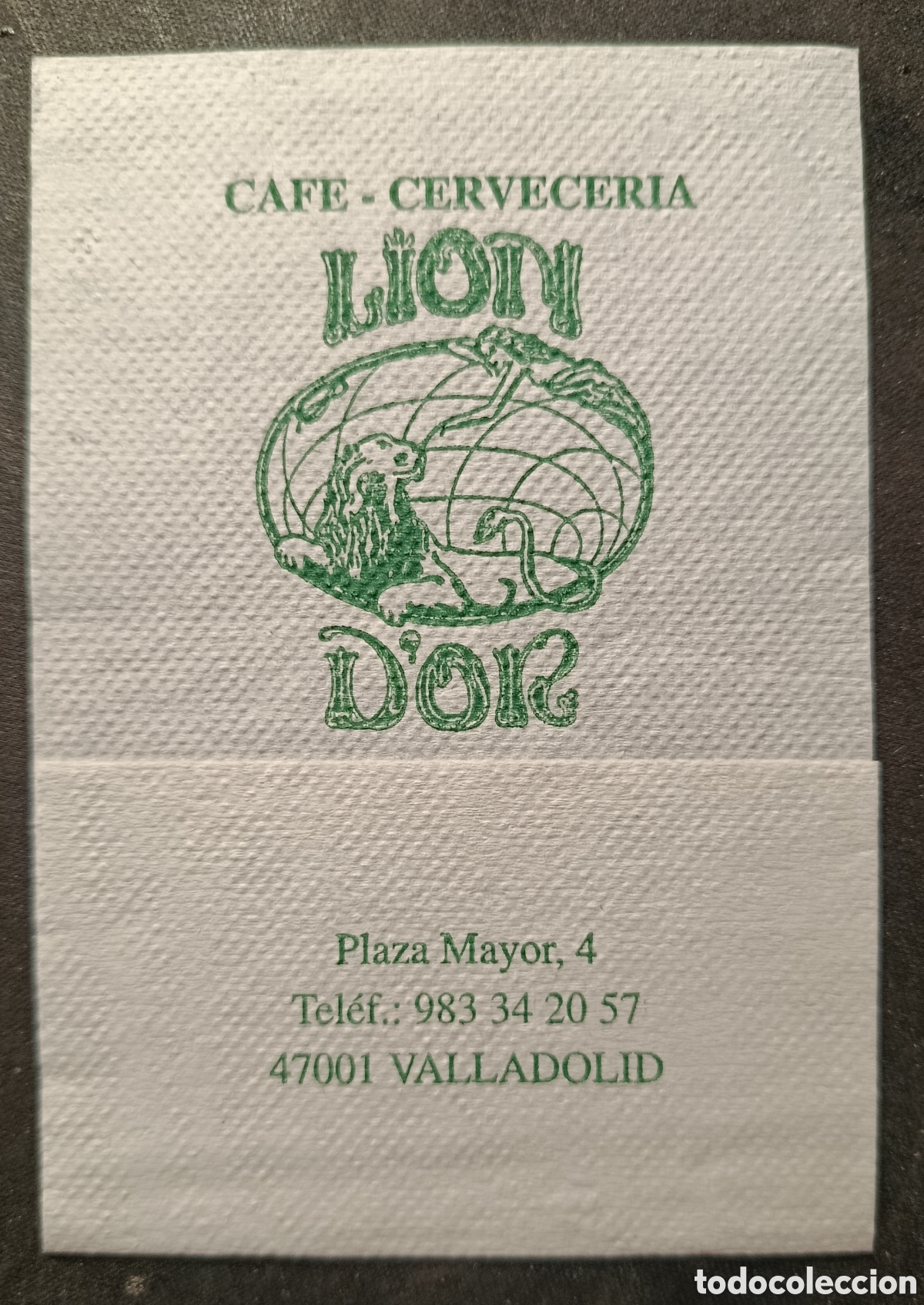Otros art&iacute;culos de coleccionismo en papel: SERVILLETA DE PAPEL LION D'OR/VALLADOLID