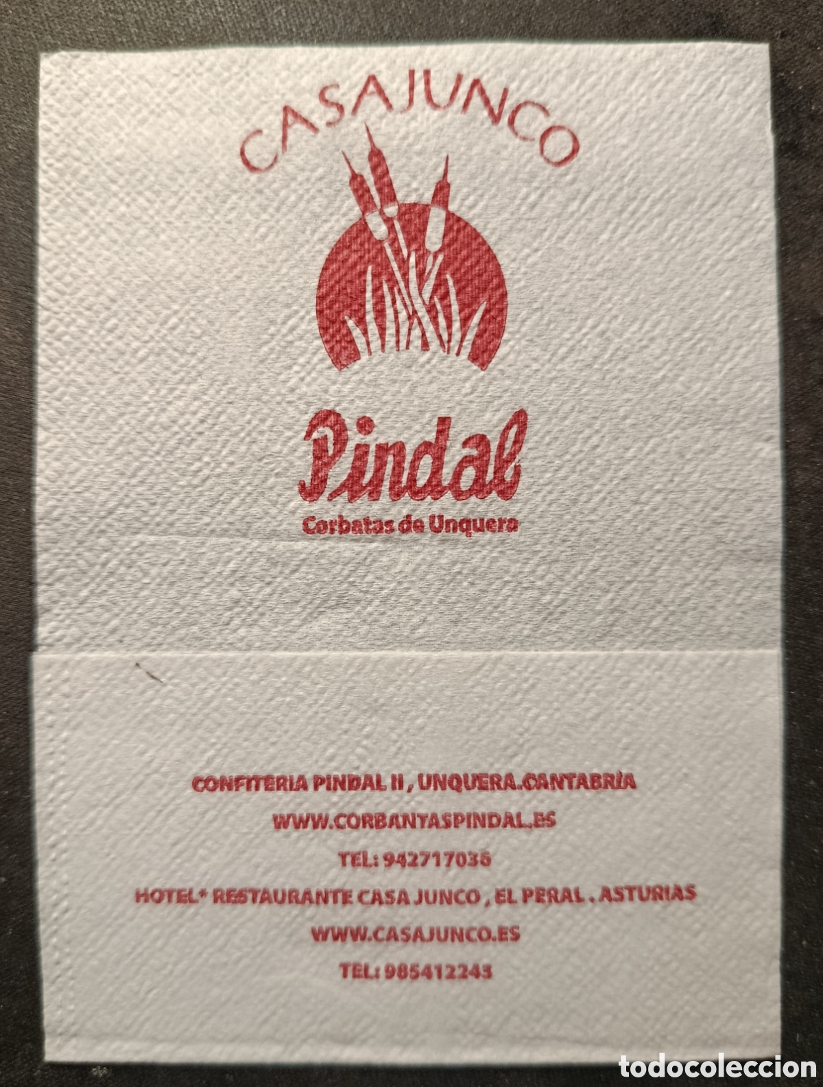 Otros art&iacute;culos de coleccionismo en papel: SERVILLETA DE PAPEL CASA JUNCO/ASTURIAS -CANTABRIA