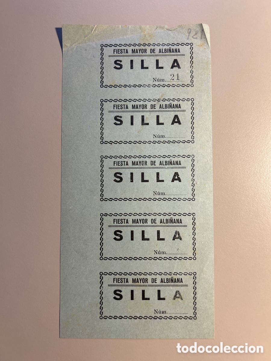 Otros art&iacute;culos de coleccionismo en papel: 5 entradas Albinyana &ndash; Festa Major &ndash; Anys 1940 1950