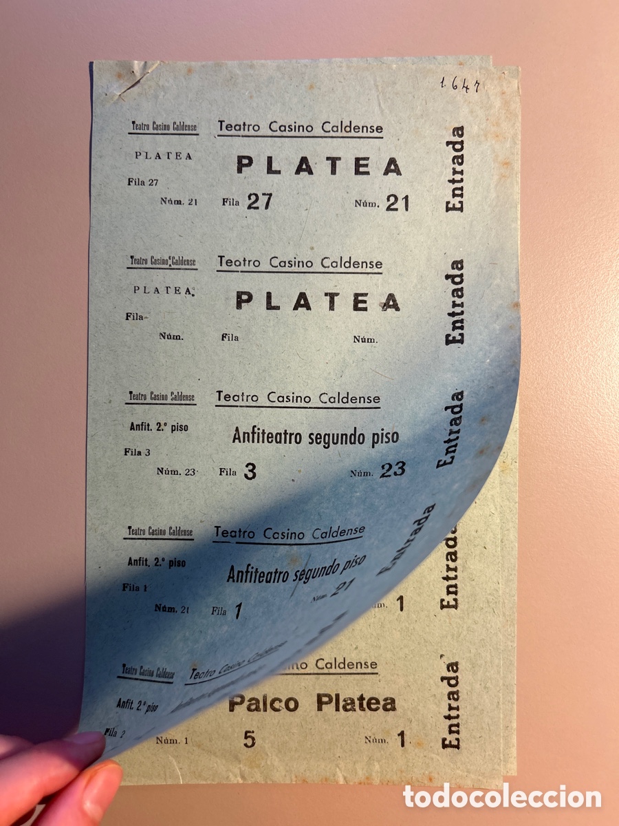 Otros art&iacute;culos de coleccionismo en papel: 20 entrades Teatro Caldense &ndash; Caldes de Montbui &ndash; Anys 1940 1950
