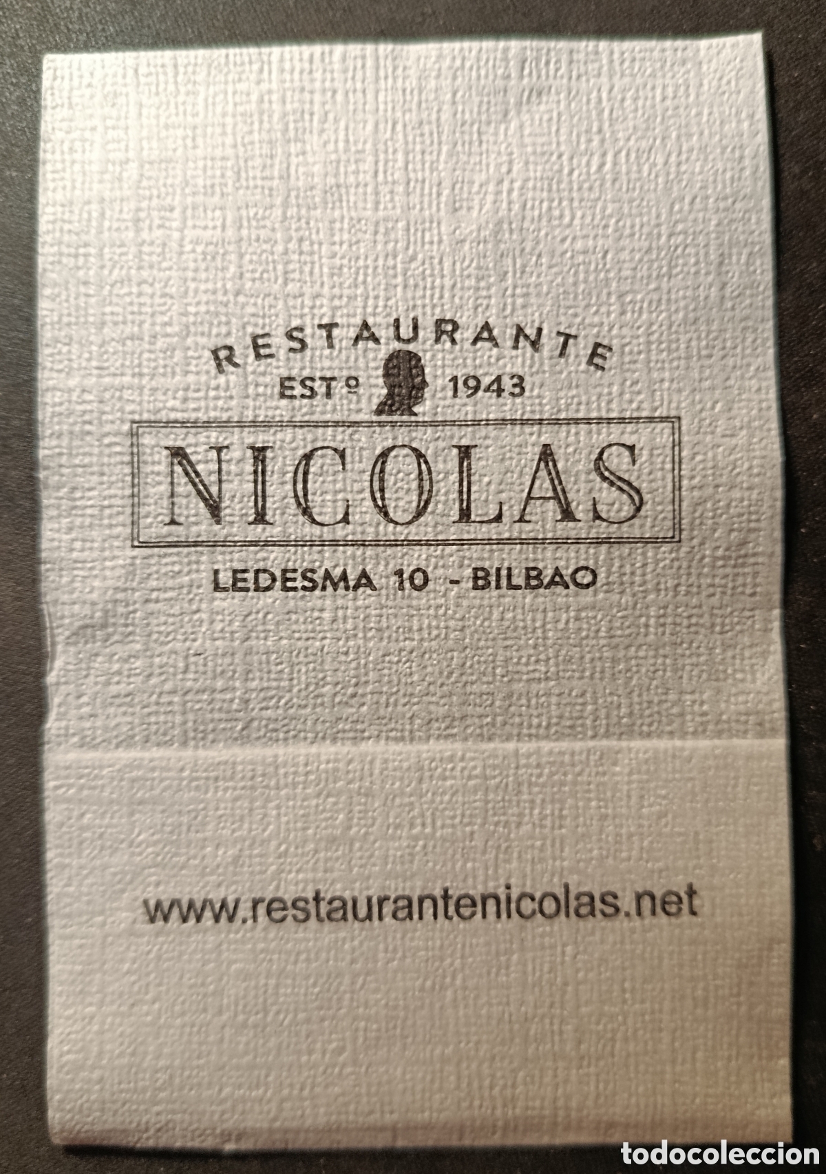 Otros art&iacute;culos de coleccionismo en papel: SERVILLETA DE PAPEL RESTAURANTE NICOL&Aacute;S/BILBAO