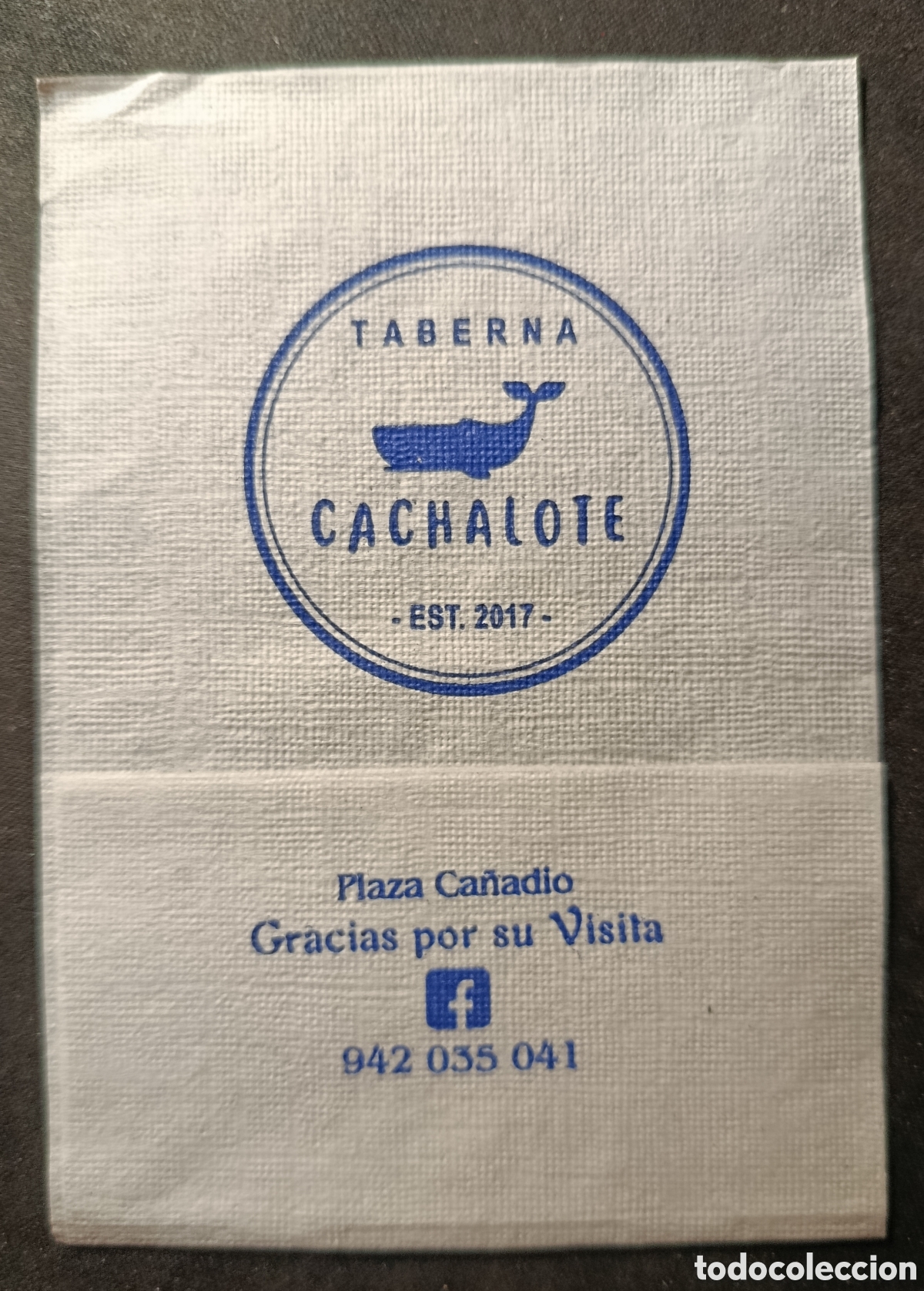 Otros art&iacute;culos de coleccionismo en papel: SERVILLETA DE PAPEL TABERNA CACHALOTE/SANTANDER