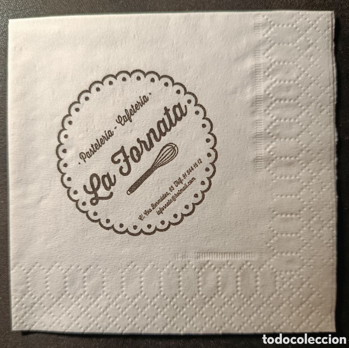 Otros art&iacute;culos de coleccionismo en papel: SERVILLETA DE PAPEL LA FORNATA/MADRID