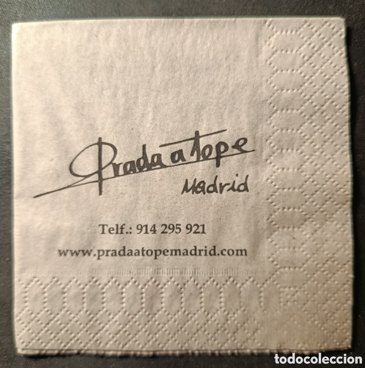 Otros art&iacute;culos de coleccionismo en papel: SERVILLETA DE PAPEL PRADA A TOPE/MADRID