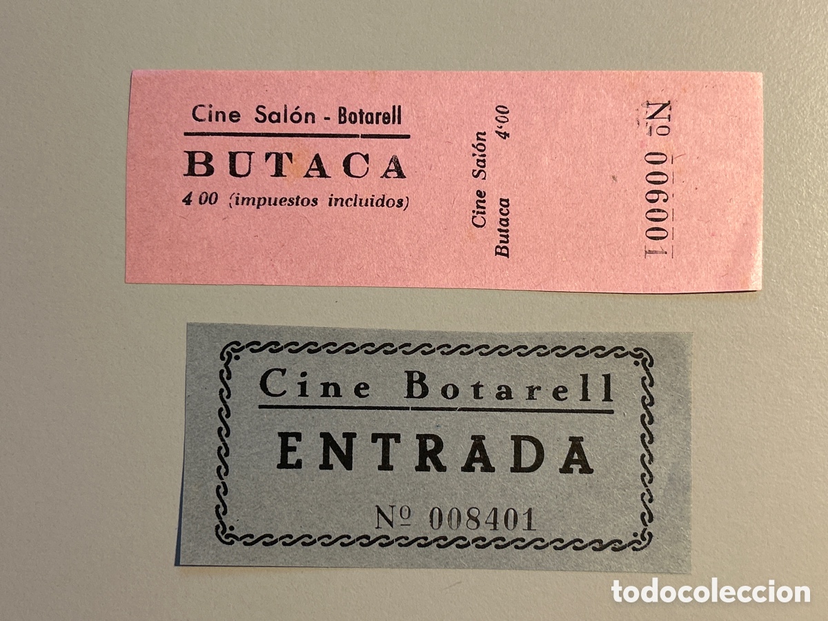 Otros art&iacute;culos de coleccionismo en papel: 2 entrades Cine Sal&oacute;n Botarell &ndash; Montbri&oacute; &ndash; Tarragona