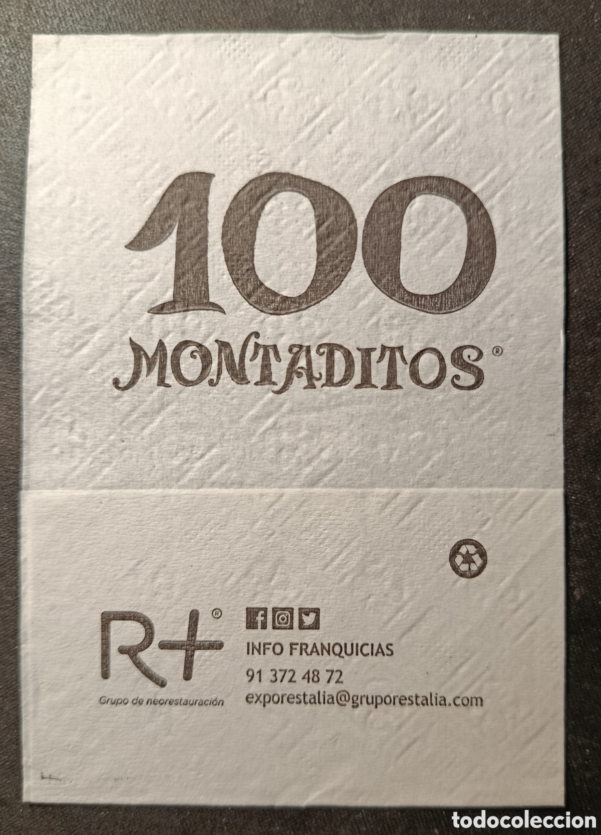 Otros art&iacute;culos de coleccionismo en papel: SERVILLETA DE PAPEL 100 MONTADITOS