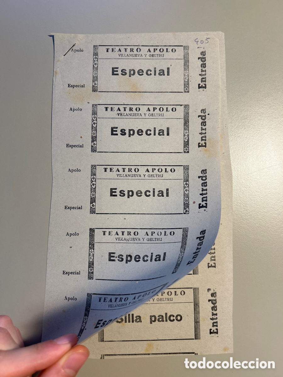 Otros art&iacute;culos de coleccionismo en papel: 10 entrades Teatro Apolo &ndash; Especial &ndash; Vilanova i la Geltr&uacute; &ndash; Anys 1940 1950