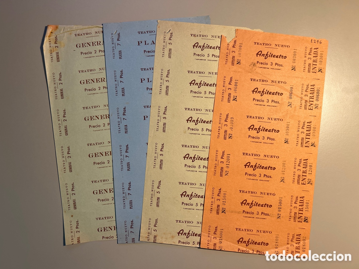Otros art&iacute;culos de coleccionismo en papel: 24 entrades Teatro Nuevo &ndash; Fatarella &ndash; Variades &ndash; Ebre &ndash; Catalunya &ndash; Anys 1940 1950