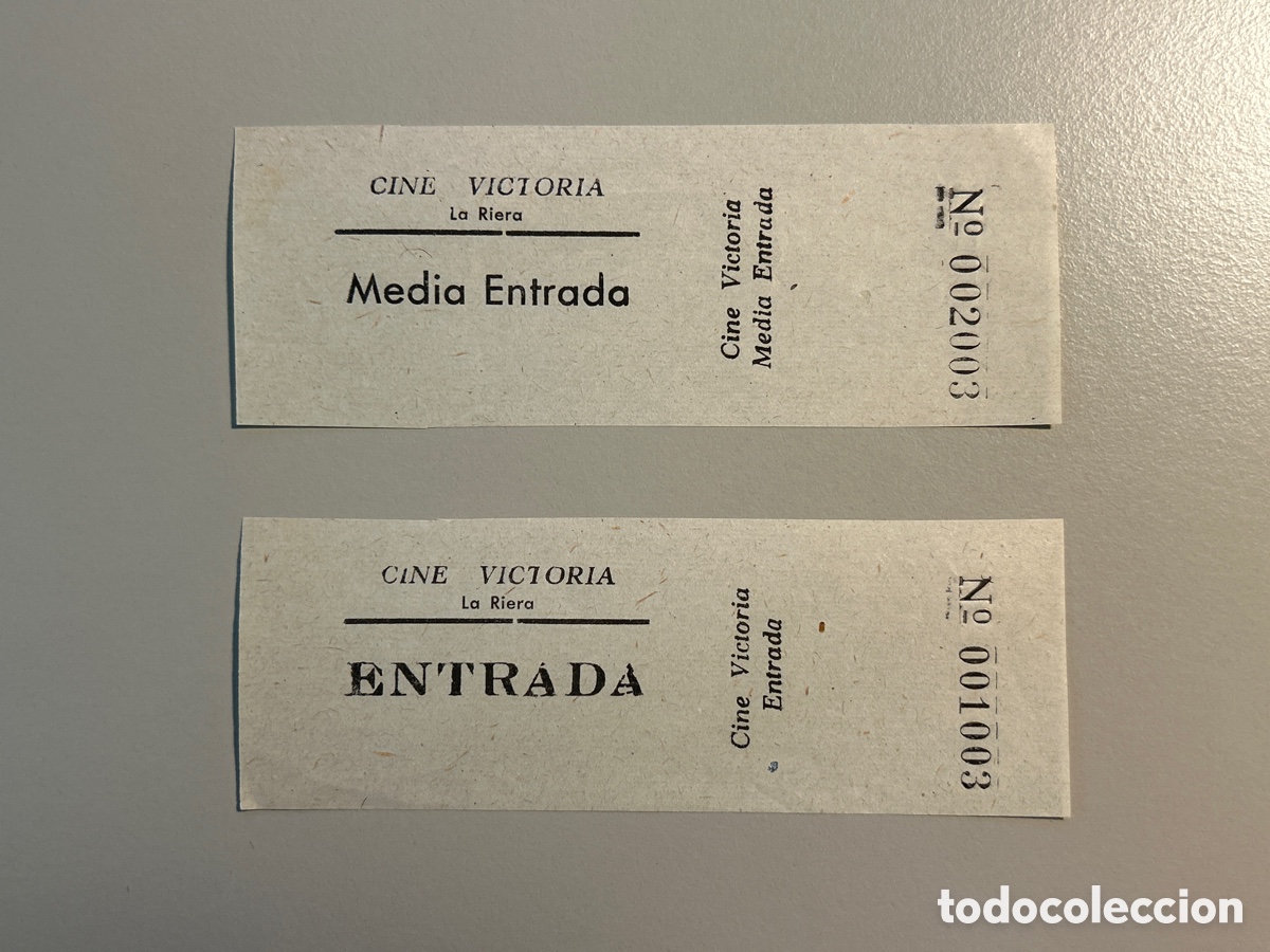 Otros art&iacute;culos de coleccionismo en papel: 2 entrades Cine Victoria &ndash; La Riera - Torell&oacute; &ndash; Anys 1940 1950