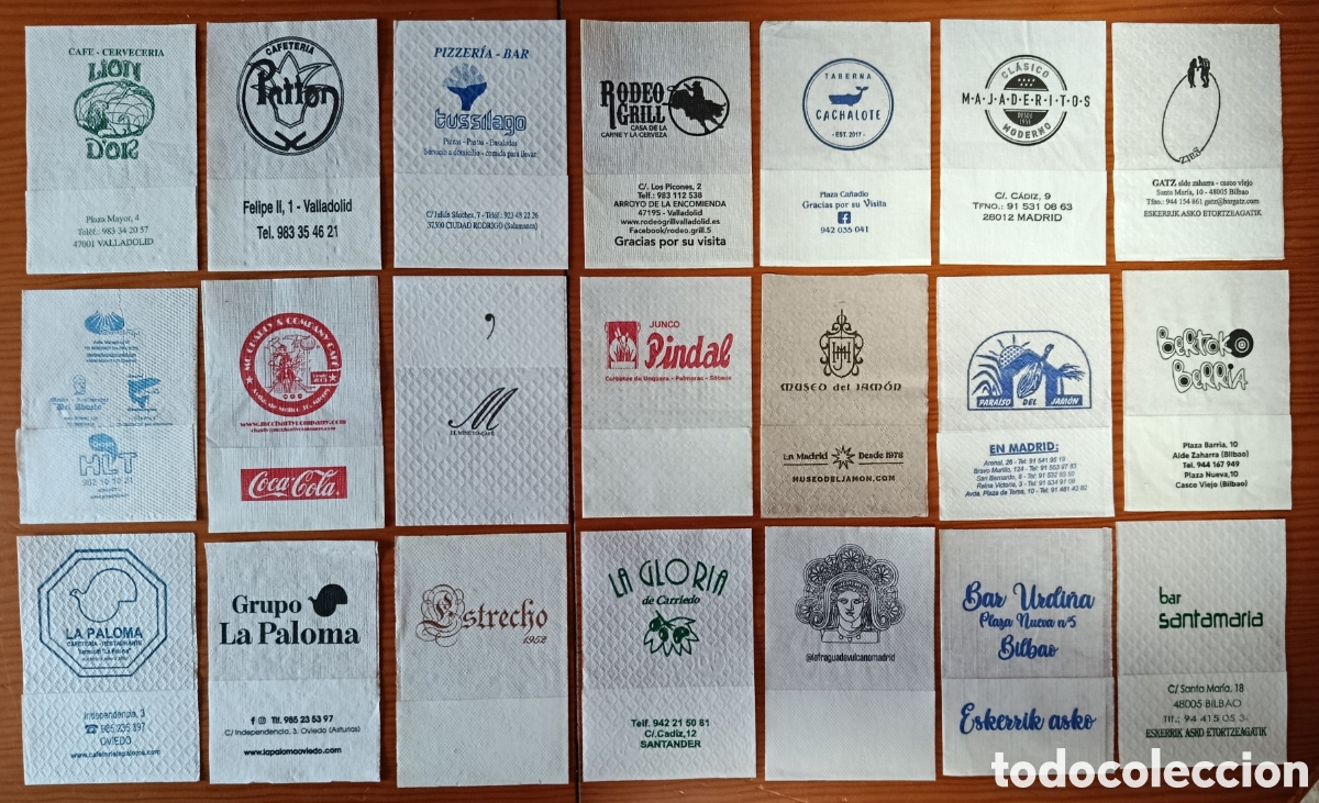 Otros art&iacute;culos de coleccionismo en papel: LOTE 58 SERVILLETAS DE PAPEL