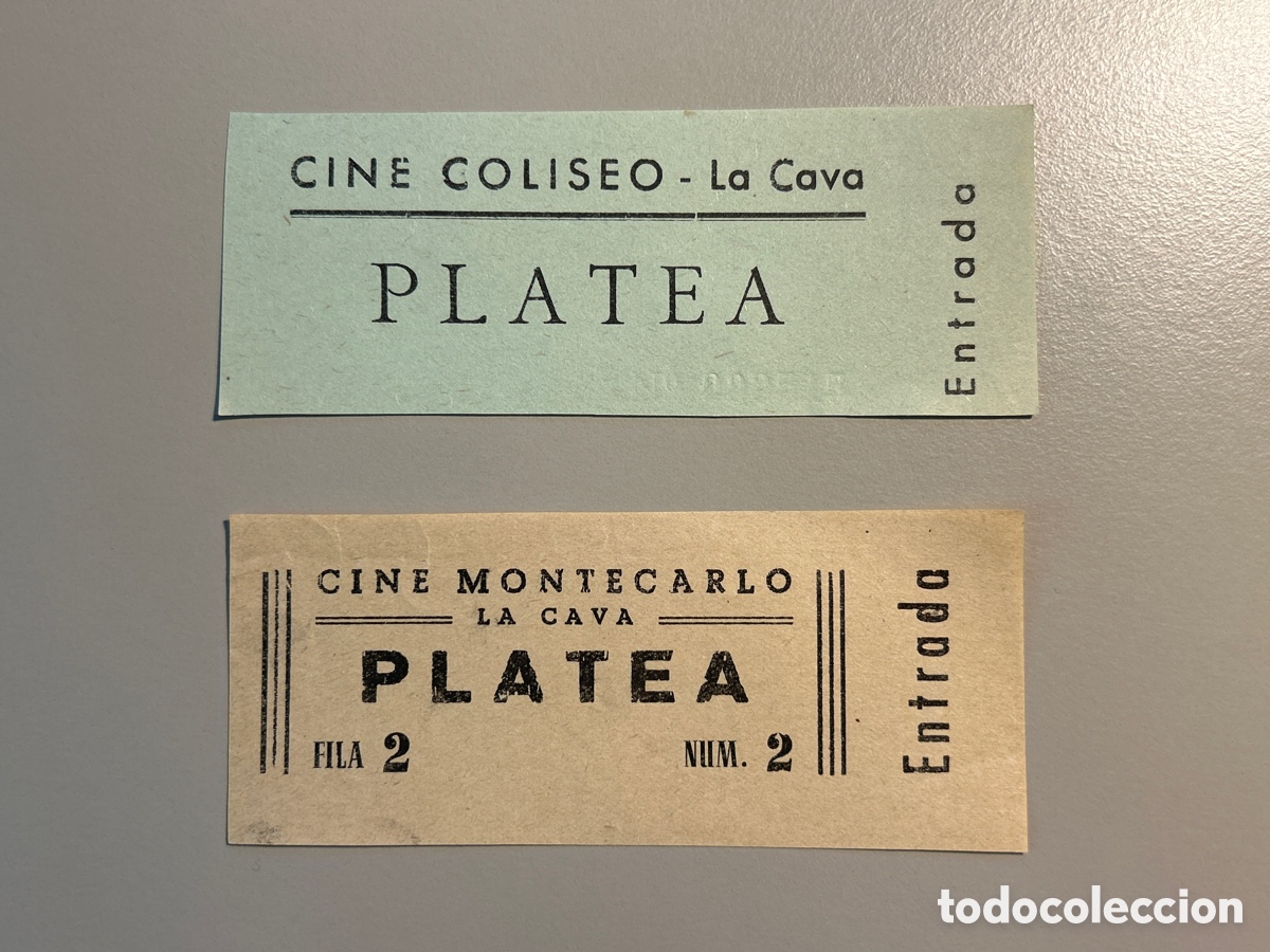 Otros art&iacute;culos de coleccionismo en papel: 2 entrades Cine Coliseo i Cine Montecarlo &ndash; La Cava &ndash; Anys 1930 1940