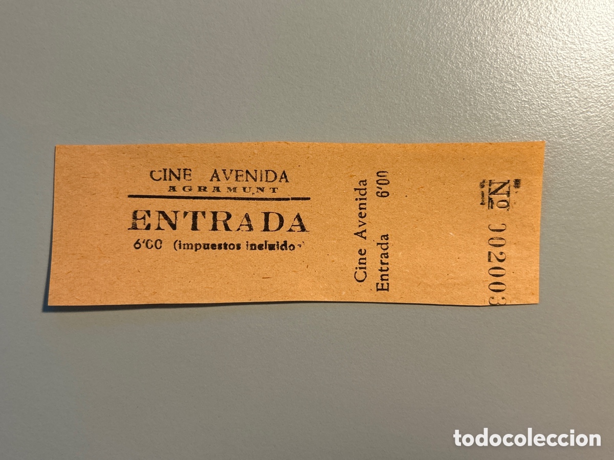 Otros art&iacute;culos de coleccionismo en papel: Entrada Cine Avenida &ndash; Agramunt &ndash; Anys 1940 1950