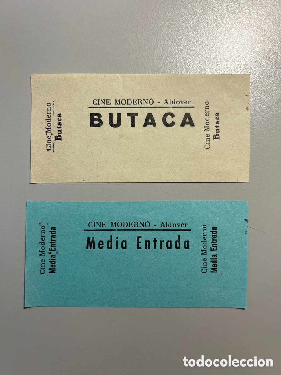 Otros art&iacute;culos de coleccionismo en papel: 2 entrades &ndash; Cine Moderno &ndash; Aldover &ndash; Anys 1940 1950