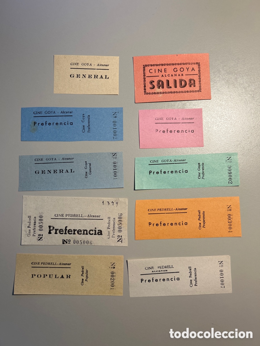 Otros art&iacute;culos de coleccionismo en papel: 10 entrades &ndash; Cine Goya i Cine Pedrell &ndash; Alcanar &ndash; Anys 1940 1950