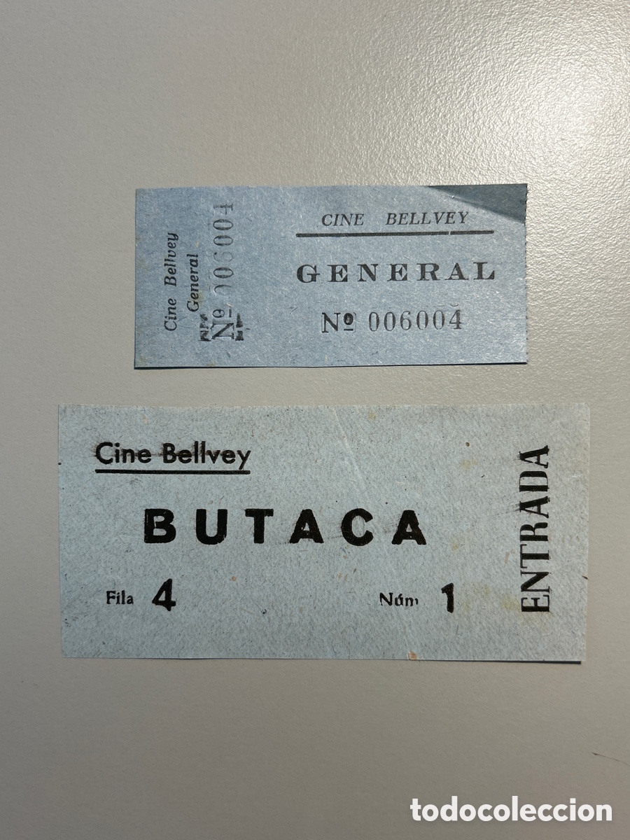 Otros art&iacute;culos de coleccionismo en papel: 2 entrades &ndash; Cine Bellvey &ndash; Bellvey &ndash; Anys 1940 1950