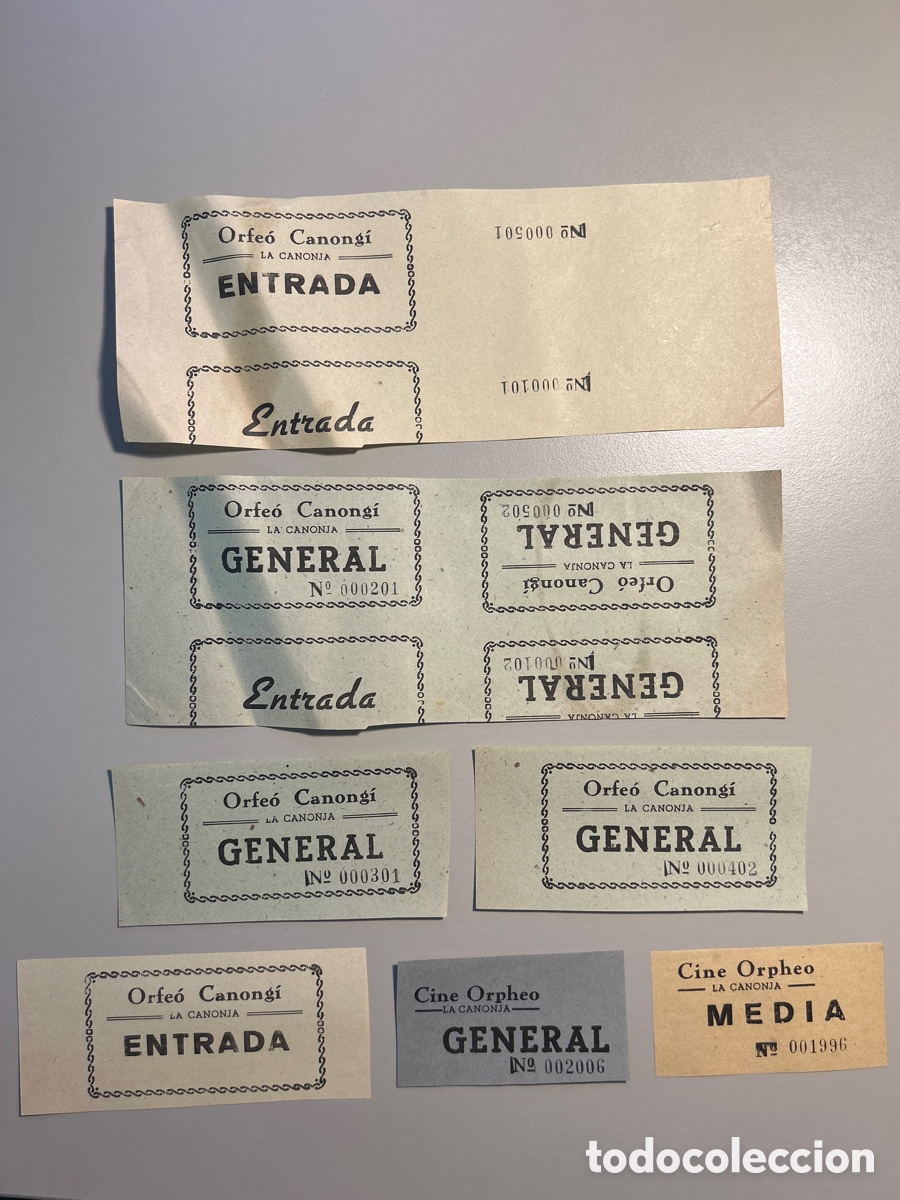 Otros art&iacute;culos de coleccionismo en papel: Entrades &ndash; Orfe&oacute; Canong&iacute; &ndash; La Canonja &ndash; Anys 1930