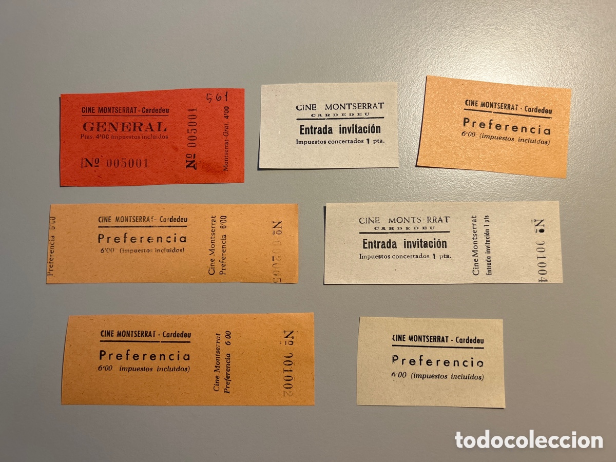 Otros art&iacute;culos de coleccionismo en papel: 7 entrades &ndash; Cine Montserrat &ndash; Cardedeu &ndash; Anys 1940 1950
