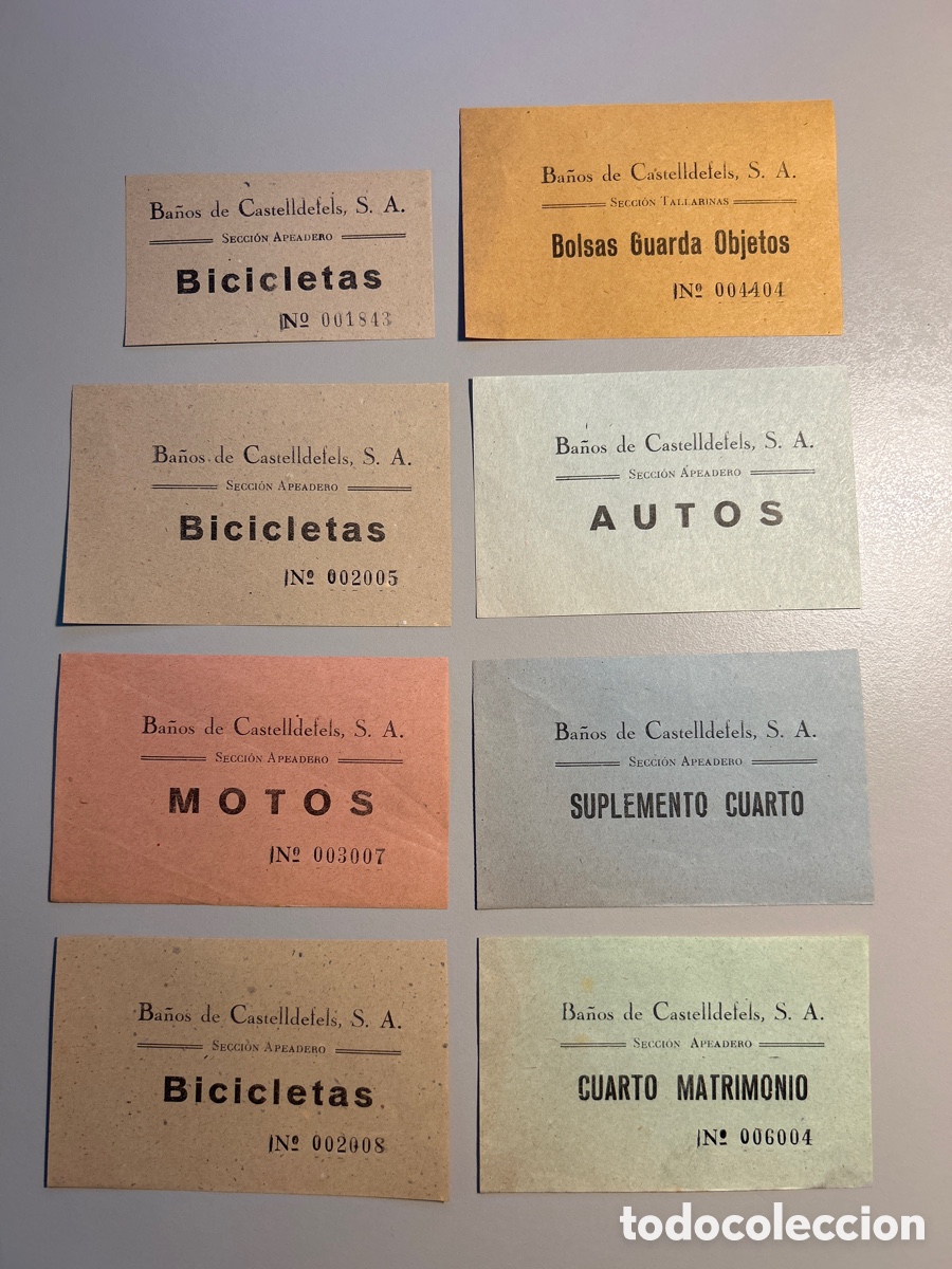 Otros art&iacute;culos de coleccionismo en papel: 8 entradas Ba&ntilde;os de Castelldefels &ndash; Variado &ndash; A&ntilde;os 1940