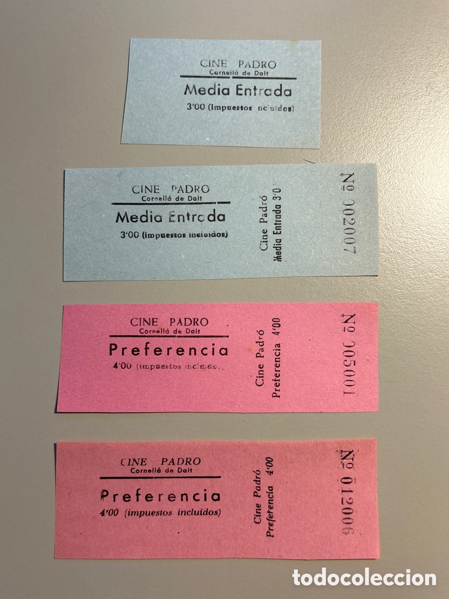 Otros art&iacute;culos de coleccionismo en papel: 5 entrades &ndash; Cine Padro &ndash; Cornell&agrave; de Dalt &ndash; Anys 1940