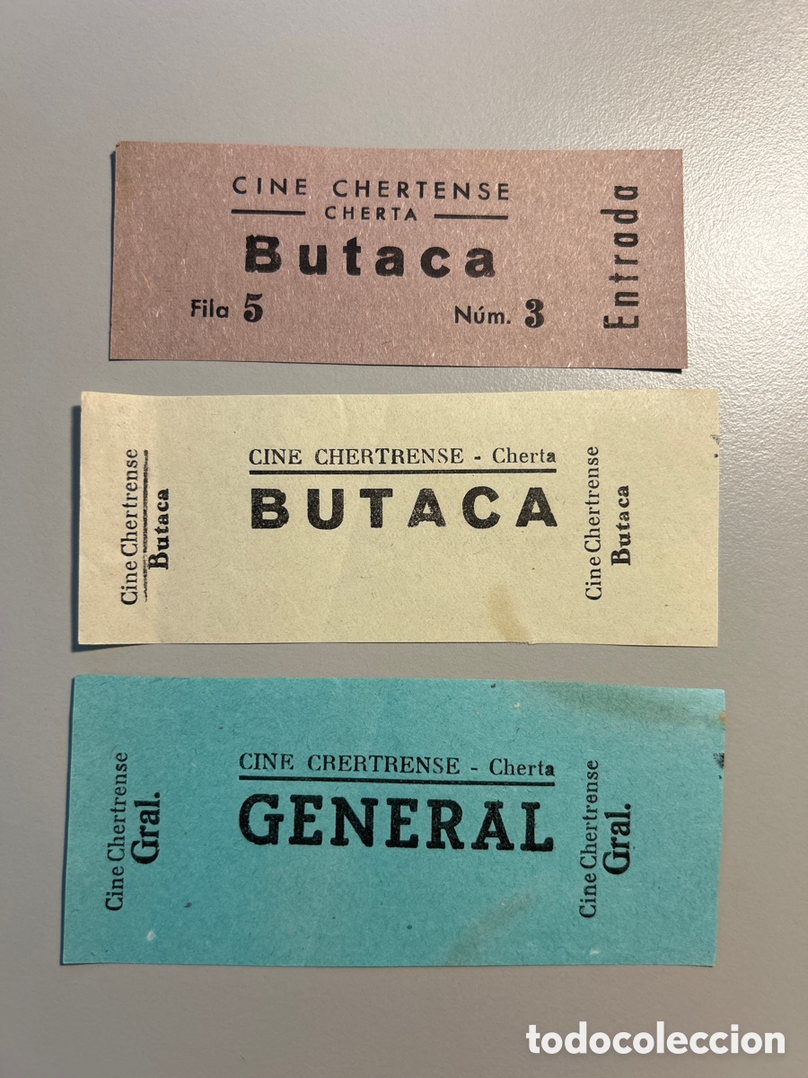Otros art&iacute;culos de coleccionismo en papel: 3 entrades &ndash; Cine Chertrense &ndash; Cherta &ndash; Xerta &ndash; Anys 1940 1950
