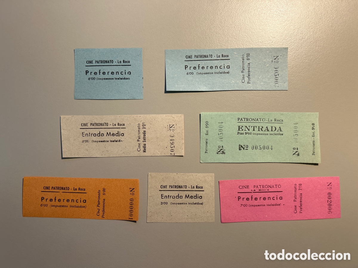 Otros art&iacute;culos de coleccionismo en papel: 7 entrades &ndash; Cine Patronato &ndash; La Roca &ndash;Anys 1940 1950