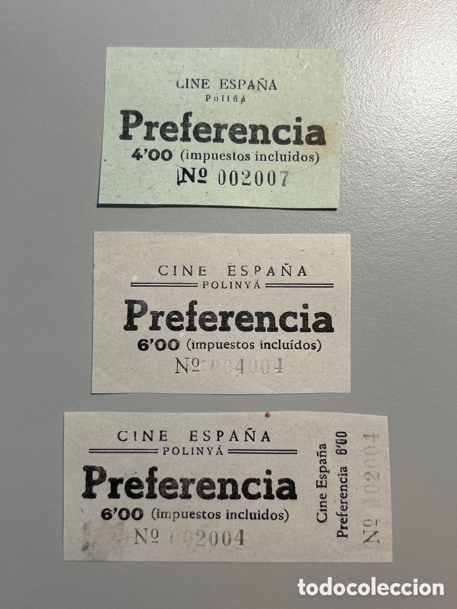 Otros art&iacute;culos de coleccionismo en papel: 3 entrades &ndash; Cine Espa&ntilde;a &ndash; Poliny&agrave; &ndash; Anys 1940 1950