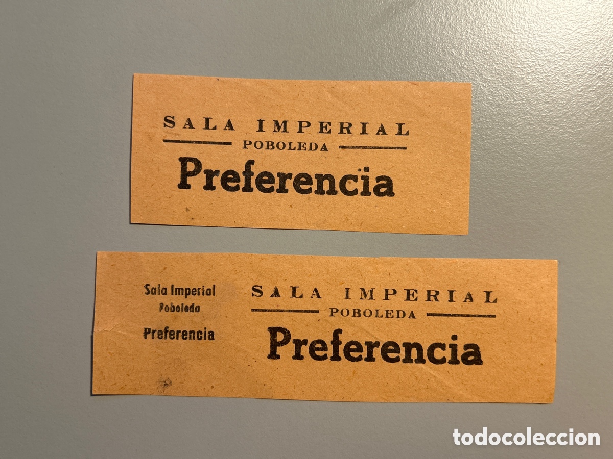 Otros art&iacute;culos de coleccionismo en papel: 2 entrades &ndash; Sala Imperial &ndash; Poboleda &ndash; Anys 1940 1950