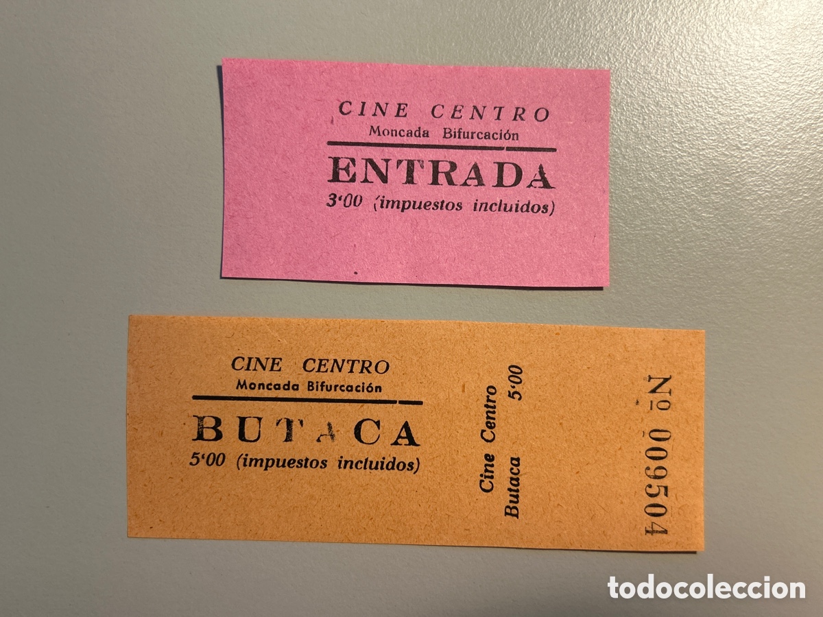 Otros art&iacute;culos de coleccionismo en papel: 2 entrades &ndash; Cine Centro &ndash; Montcada Bifurcaci&oacute; &ndash; Anys 1940 1950