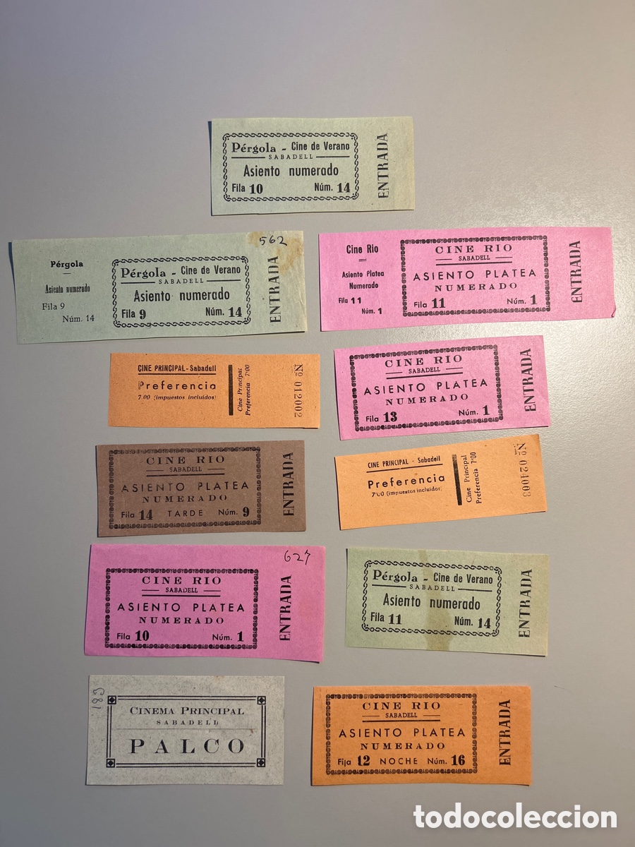 Otros art&iacute;culos de coleccionismo en papel: 11 entrades &ndash; Cine R&iacute;o , Cine Principal , Cine de Verano &ndash; Sabadell &ndash; Anys 1940 1950