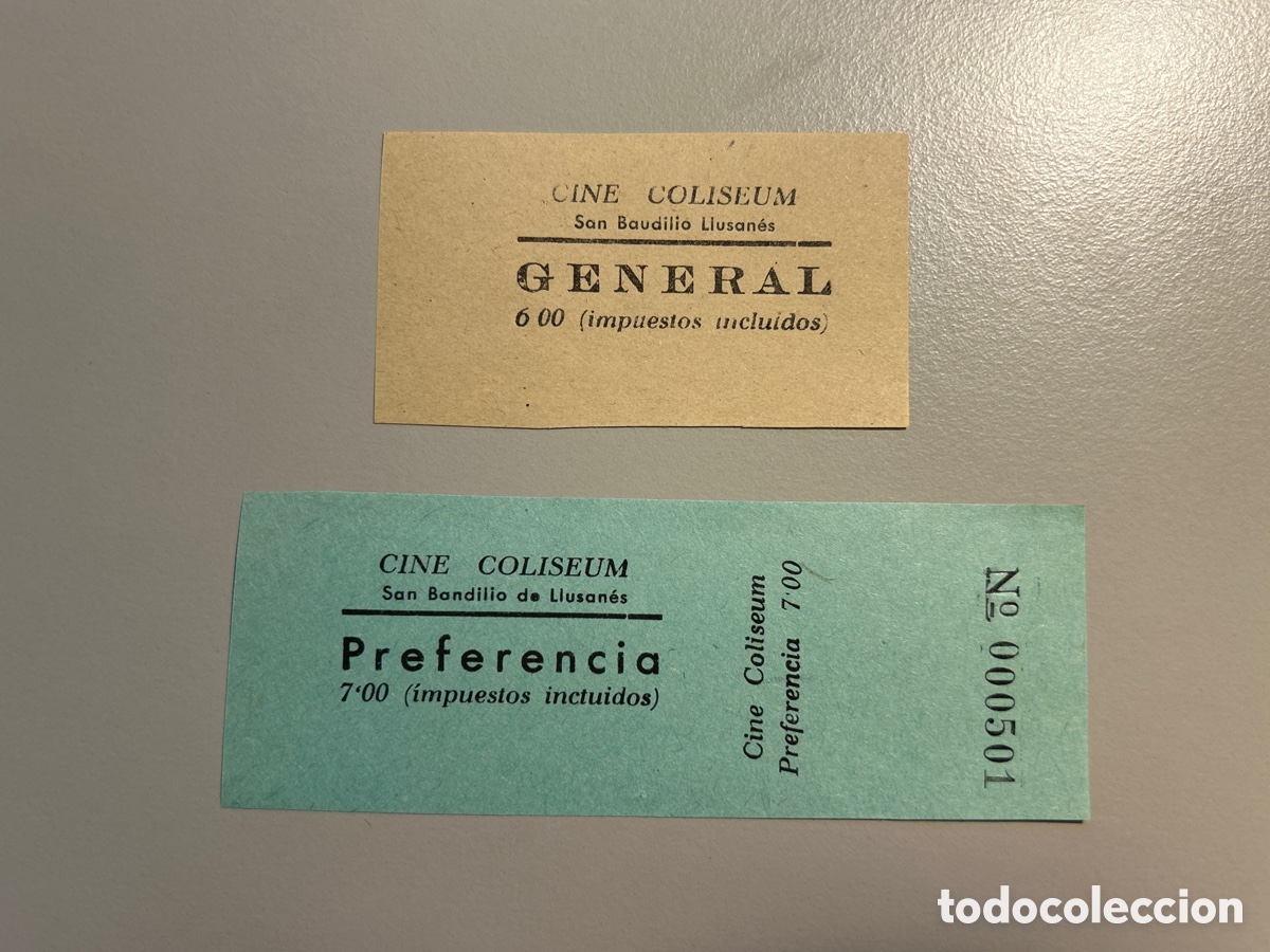 Otros art&iacute;culos de coleccionismo en papel: 2 entrades &ndash; Cine Coliseum &ndash; Sant Boi de Llu&ccedil;an&egrave;s &ndash; Anys 1940 1950