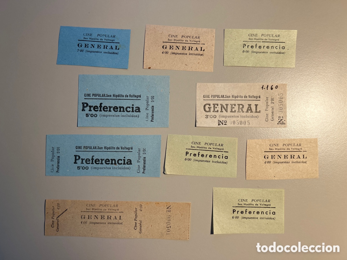 Otros art&iacute;culos de coleccionismo en papel: 11 entrades &ndash; Cine Popular &ndash; Sant Hip&ograve;lit de Voltreg&agrave; &ndash; Anys 1940 1950