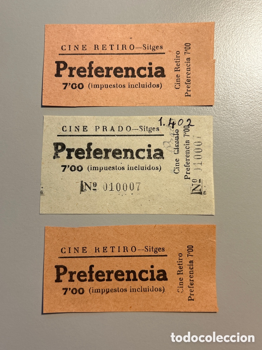 Sammelleidenschaft Andere Papierartikel: 3 entrades &ndash; Cine Retiro &ndash; Sitges &ndash; Anys 1940 1950
